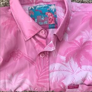 Retro rifle  Vibrant Pink Tropical Men's Shirt